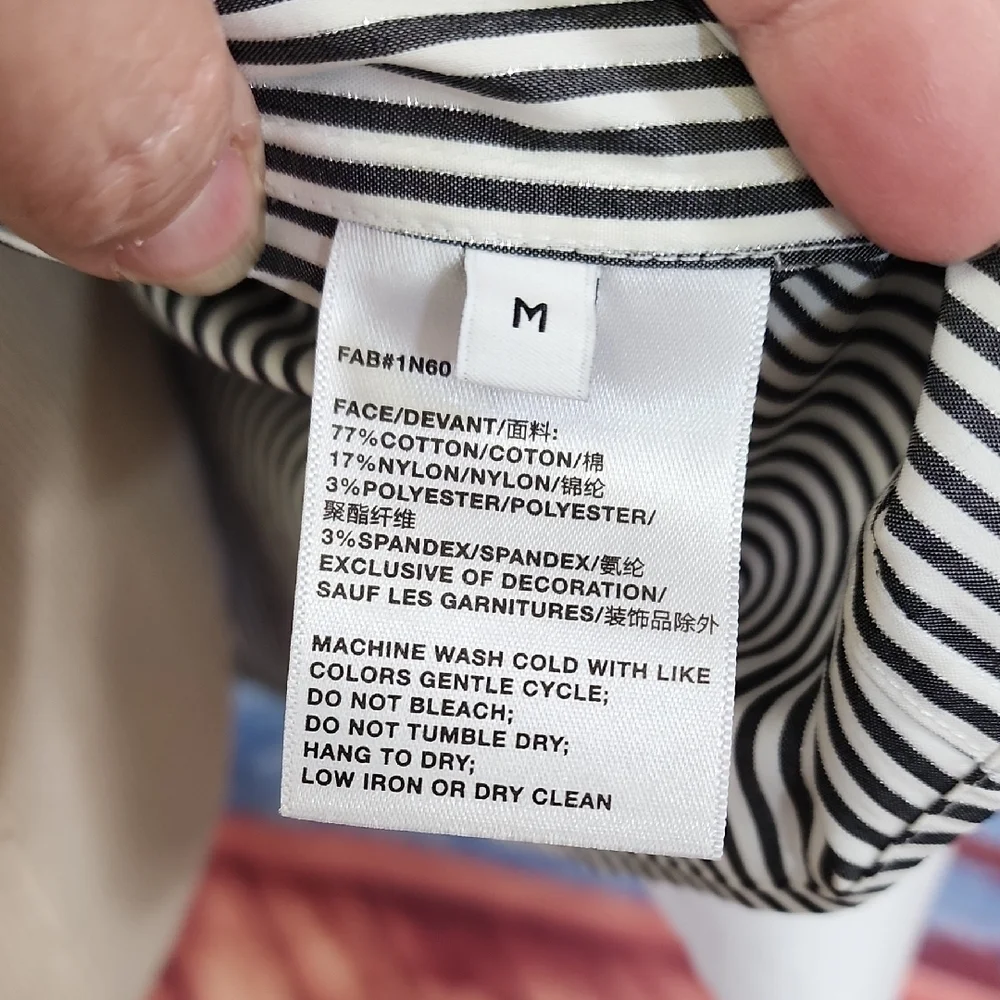 Lafayette 148 New York Black and White Striped Dress Shirt - Picture 6 of 6